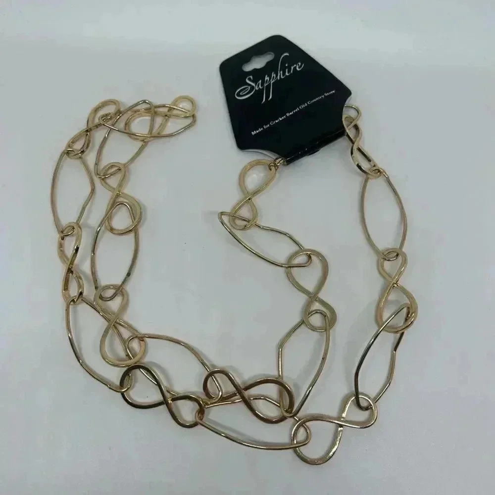 Gold Link Necklace Contemporary Elegant Y2K 90s Retro‎